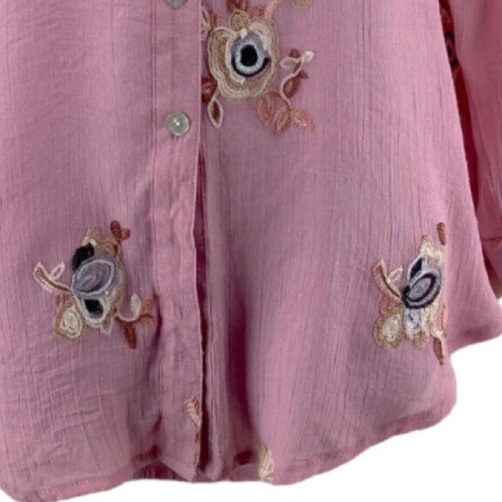 NWOT Anthro’s Fig and Flower Mauvy Pink Floral Embroidered Tunic Top Size S - Picture 5 of 7